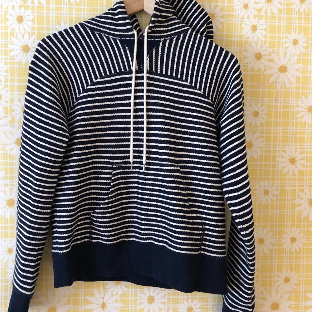 J.Crew striped navy and white hoodie sweater